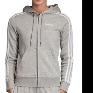 ‼️Worn ONCE‼️🆕 Adidas Women's Essentials 3-Stripe Full Zip Hoodie Grey Heather